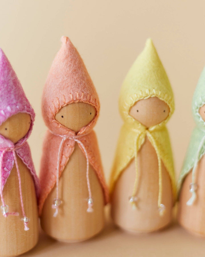 Wooden Gnome Set of 6 - Pastel Rainbow
