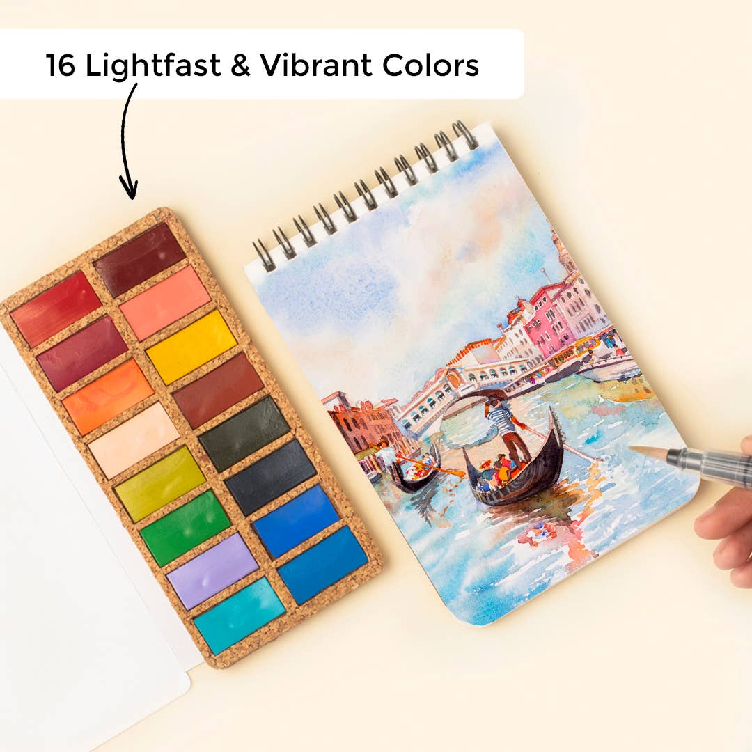 Spring Watercolor Pans Set - 16 Watercolors