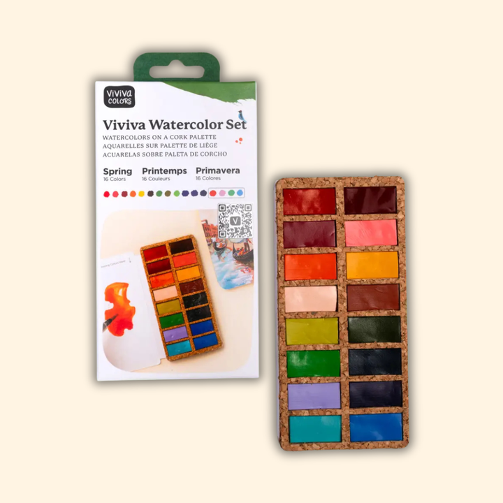 Spring Watercolor Pans Set - 16 Watercolors