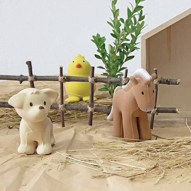 Horse Natural Organic Rubber Teether, Rattle &amp; Bath Toy