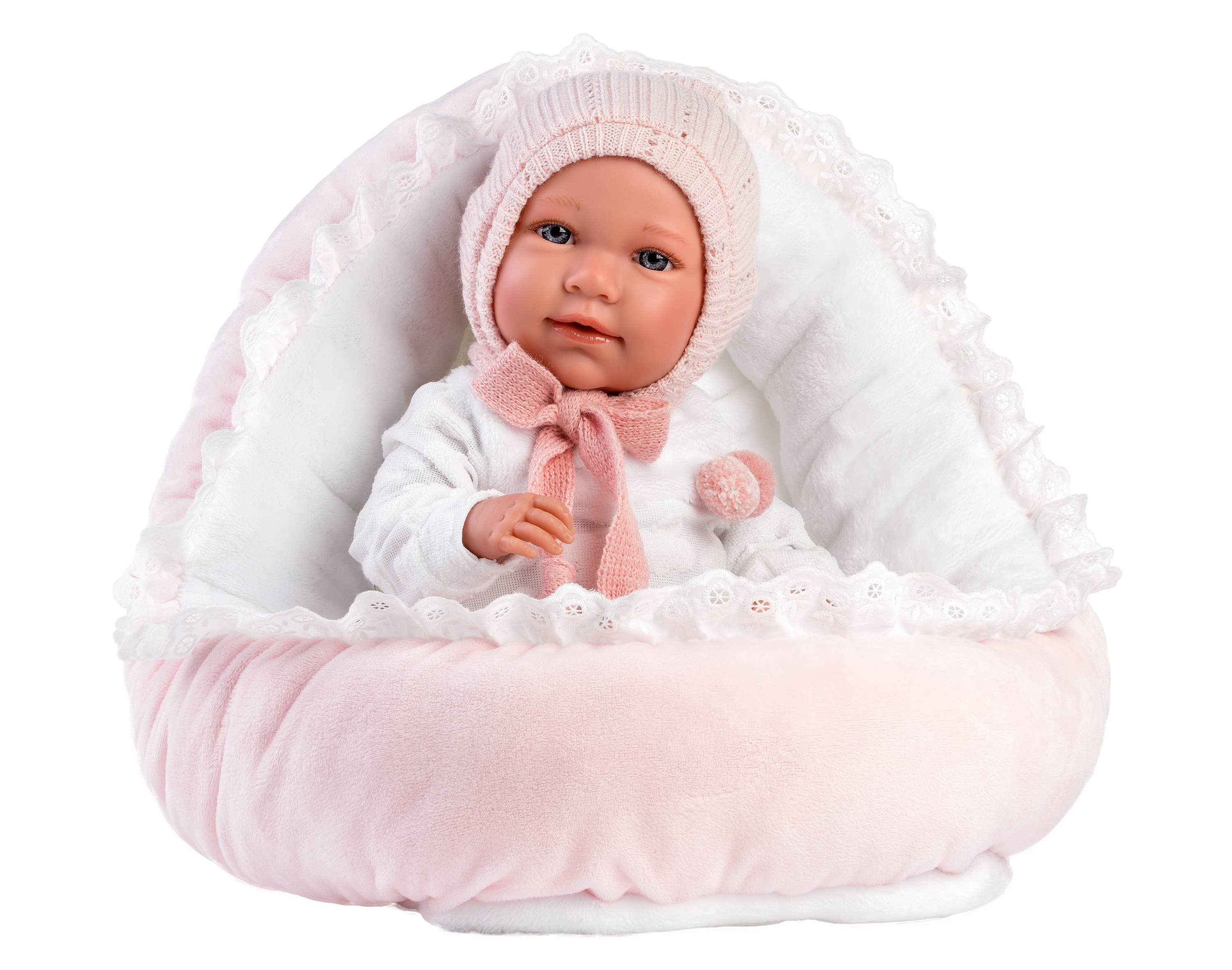 16.5" Articulated Newborn Doll Skylar with Bed Cushion