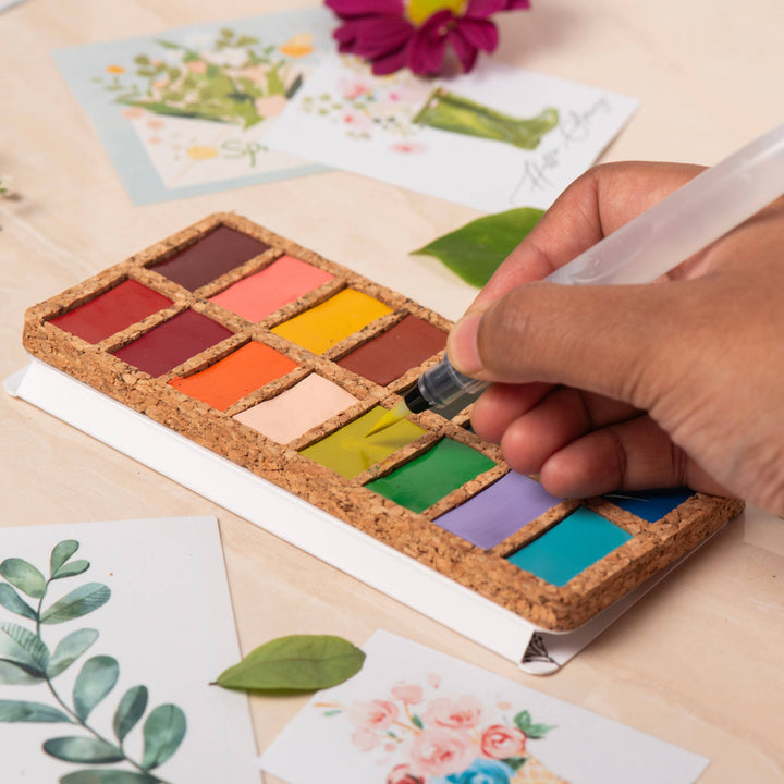 Spring Watercolor Pans Set - 16 Watercolors