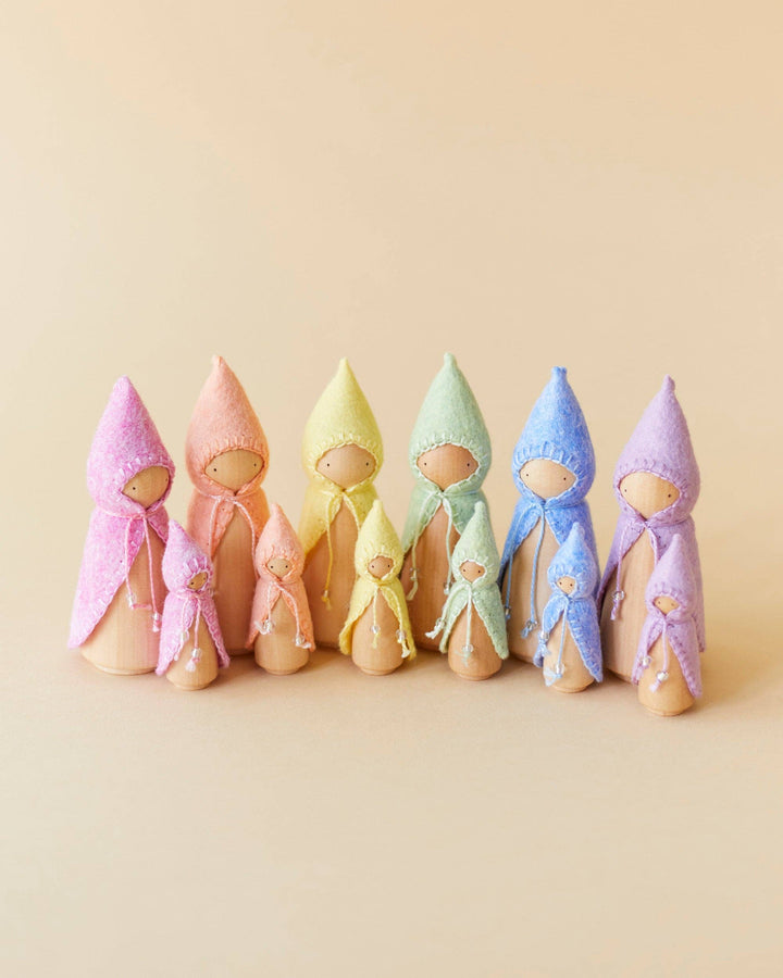 Wooden Gnome Set - Mini Pastel Rainbow