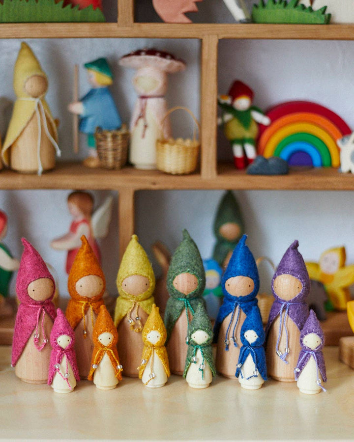 Wooden Gnome Set of 6 - Mini Rainbow