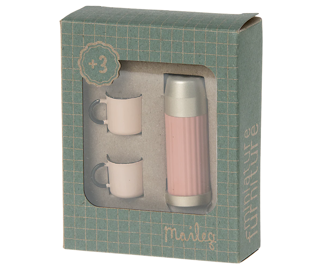 Thermos and Cups - Coral