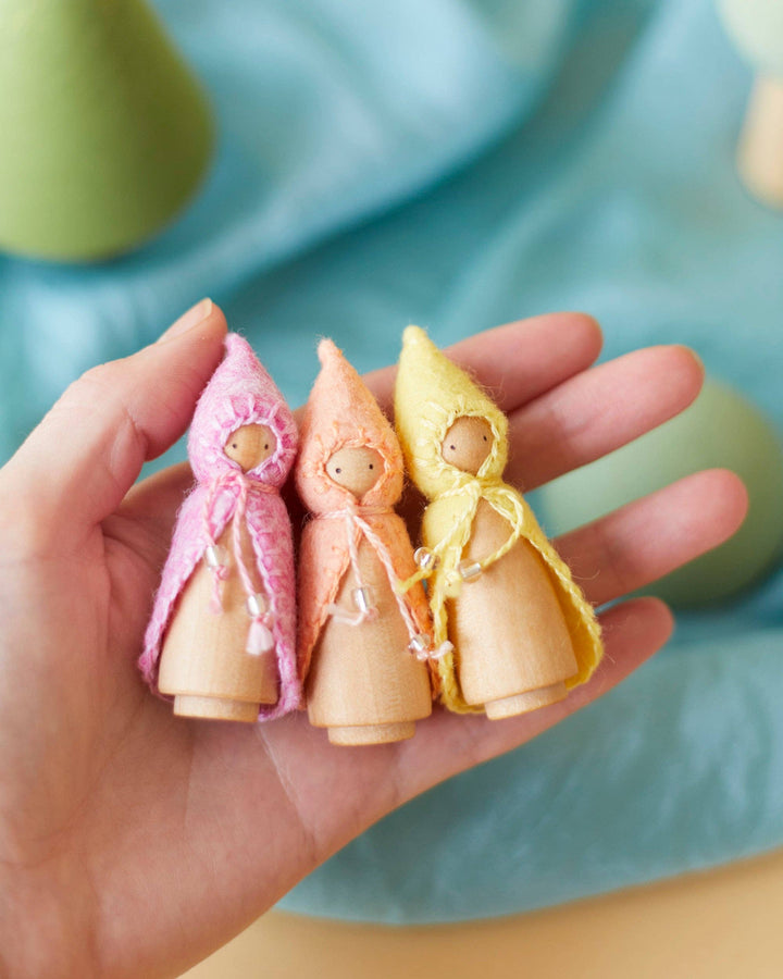 Wooden Gnome Set - Mini Pastel Rainbow
