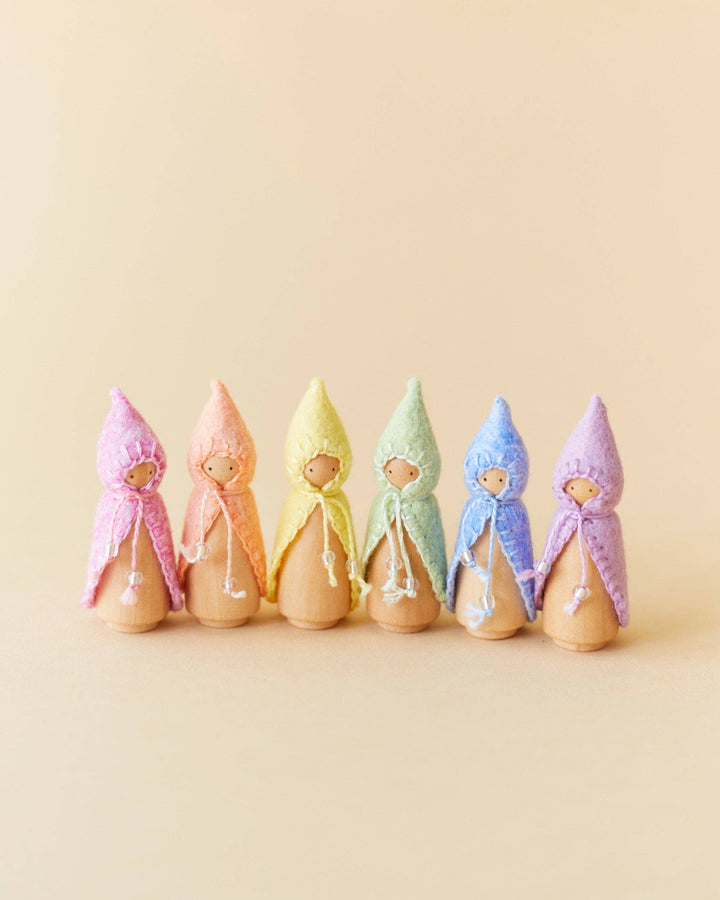 Wooden Gnome Set - Mini Pastel Rainbow