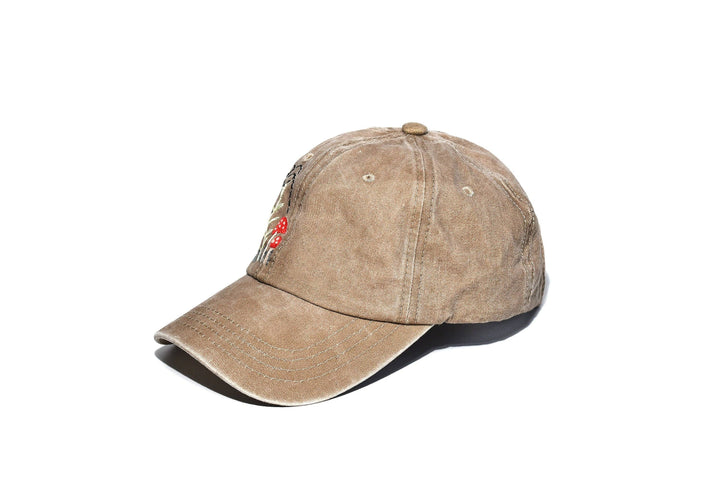 Mushroom Forest &amp; Bee Embroidered Baseball Cap
