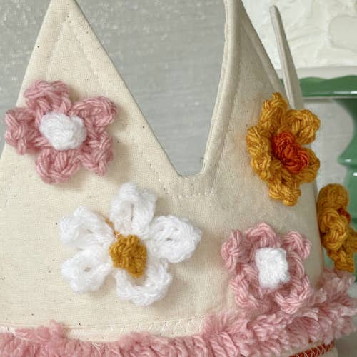 Boho Flower Fabric Birthday Crown