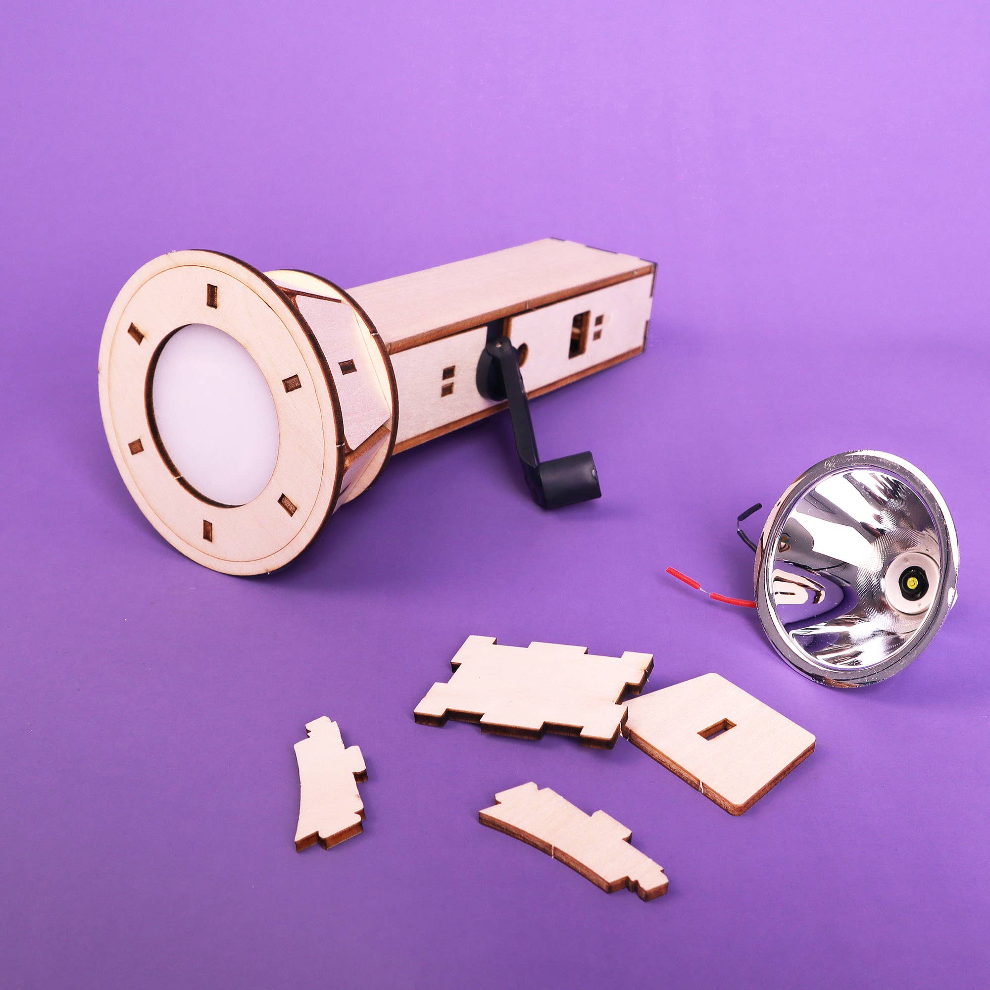 Hand-Crank Flashlight DIY Kit, Educational STEM Toy for Kids