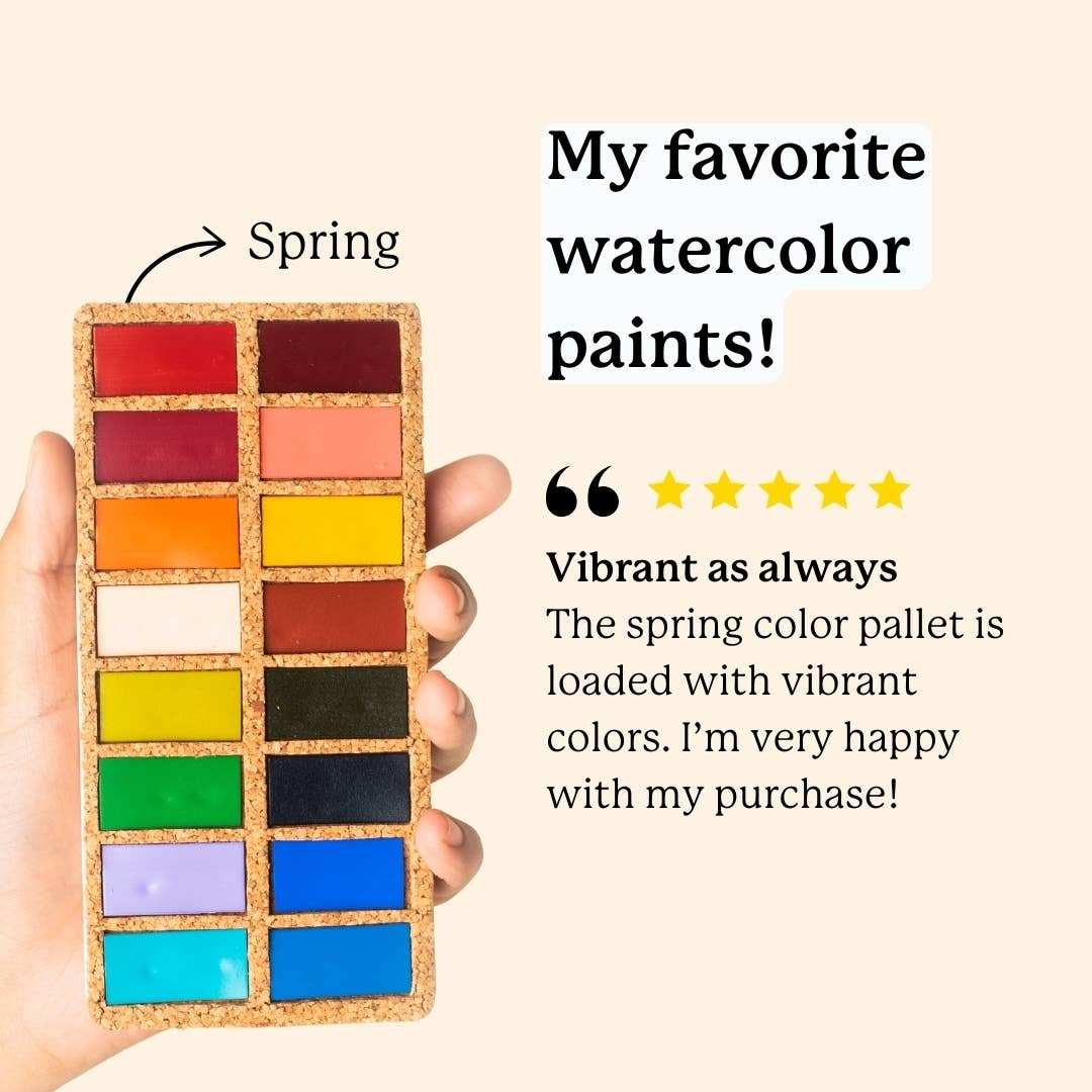 Spring Watercolor Pans Set - 16 Watercolors