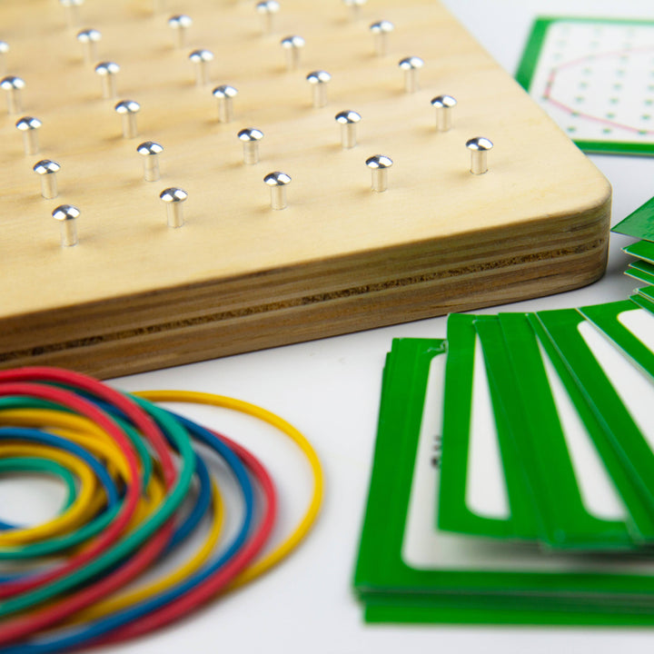 Wooden Geoboard with Rubber Bands
