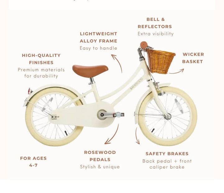 BANWOOD CLASSIC BIKE 16" VINTAGE - CREAM