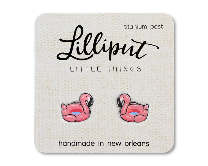 Pink Flamingo Pool Floaty Earrings