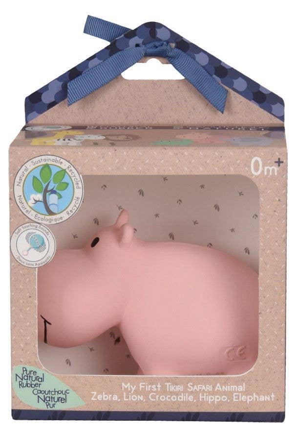 Hippo Natural Organic Rubber Teether, Rattle &amp; Bath Toy
