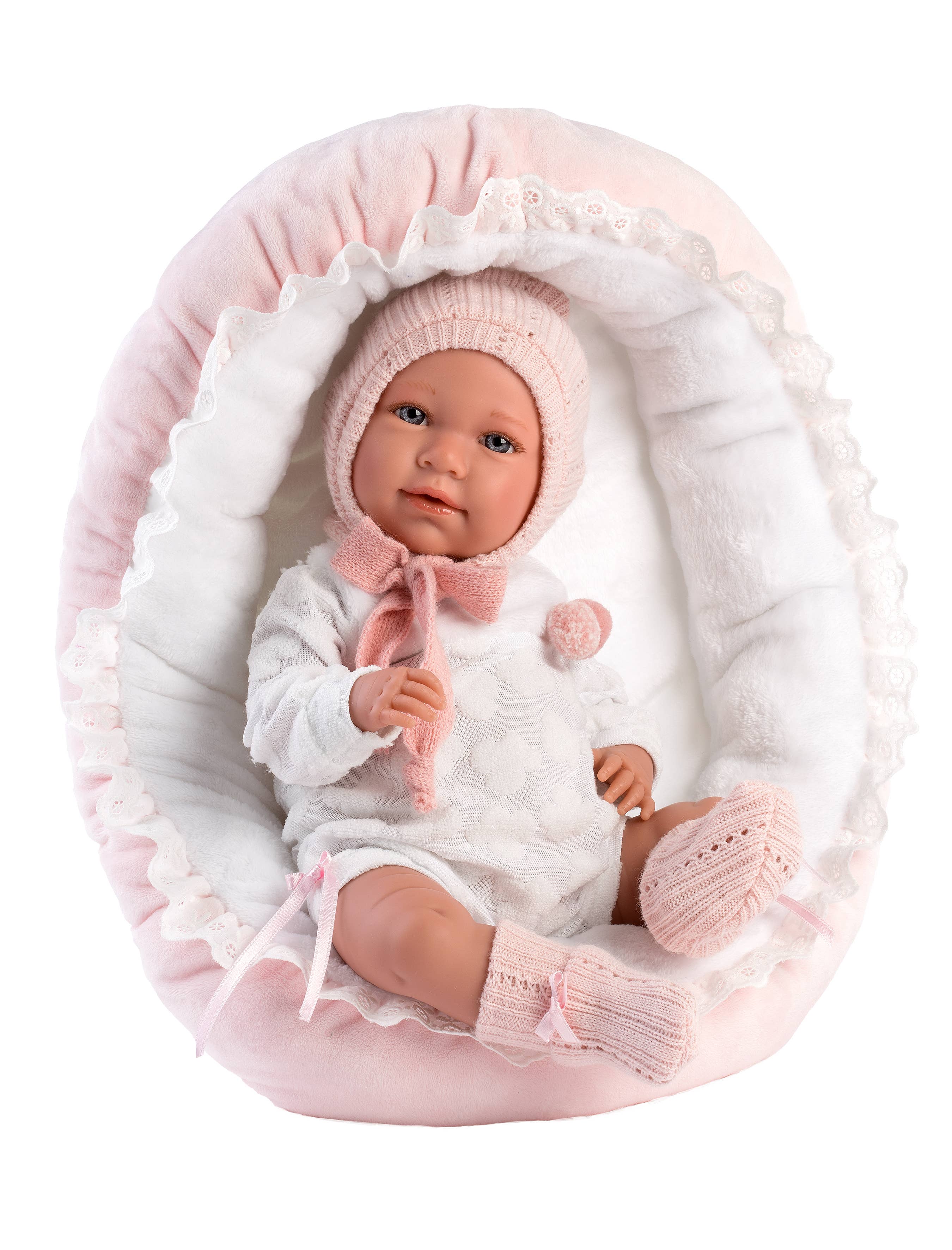 16.5" Articulated Newborn Doll Skylar with Bed Cushion