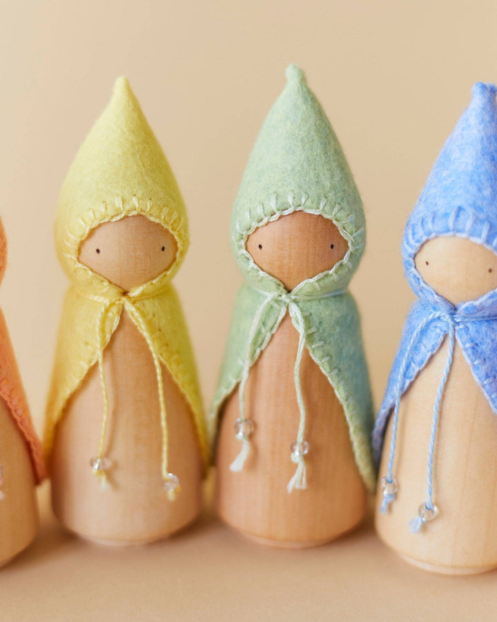 Wooden Gnome Set of 6 - Pastel Rainbow