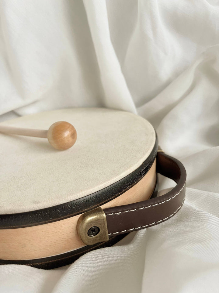 Drum with Handle Wooden Musical Instrument