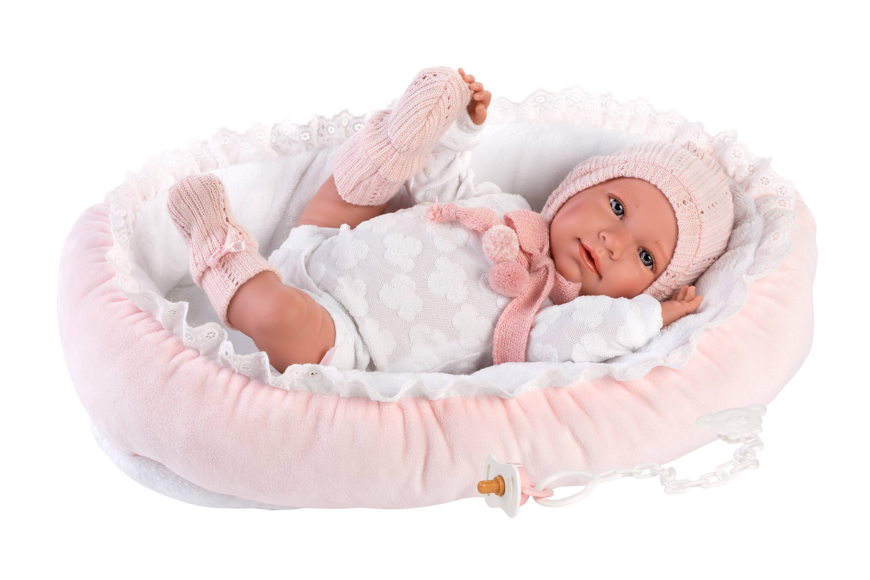 16.5" Articulated Newborn Doll Skylar with Bed Cushion