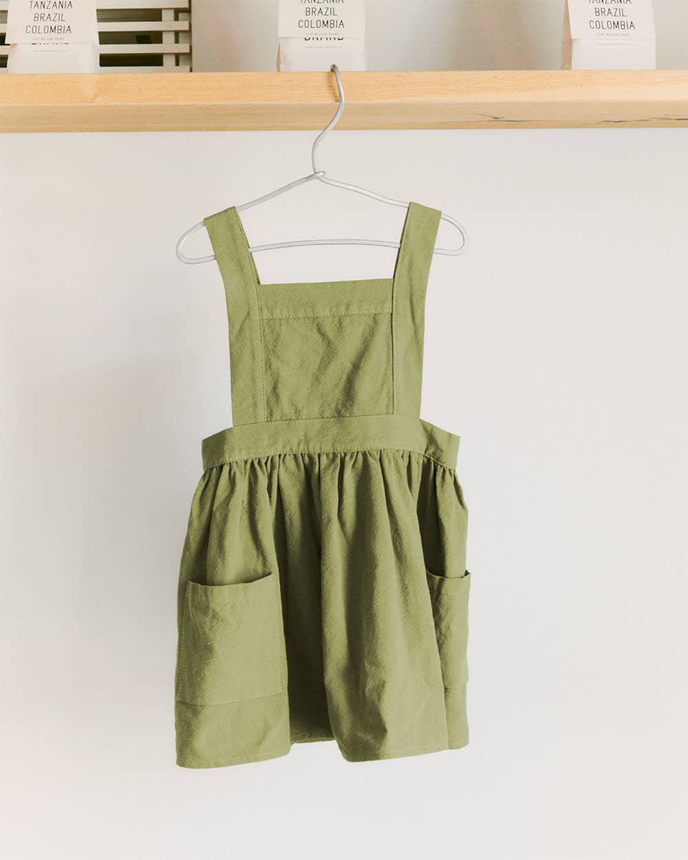 Pinafore Apron Dress - Moss