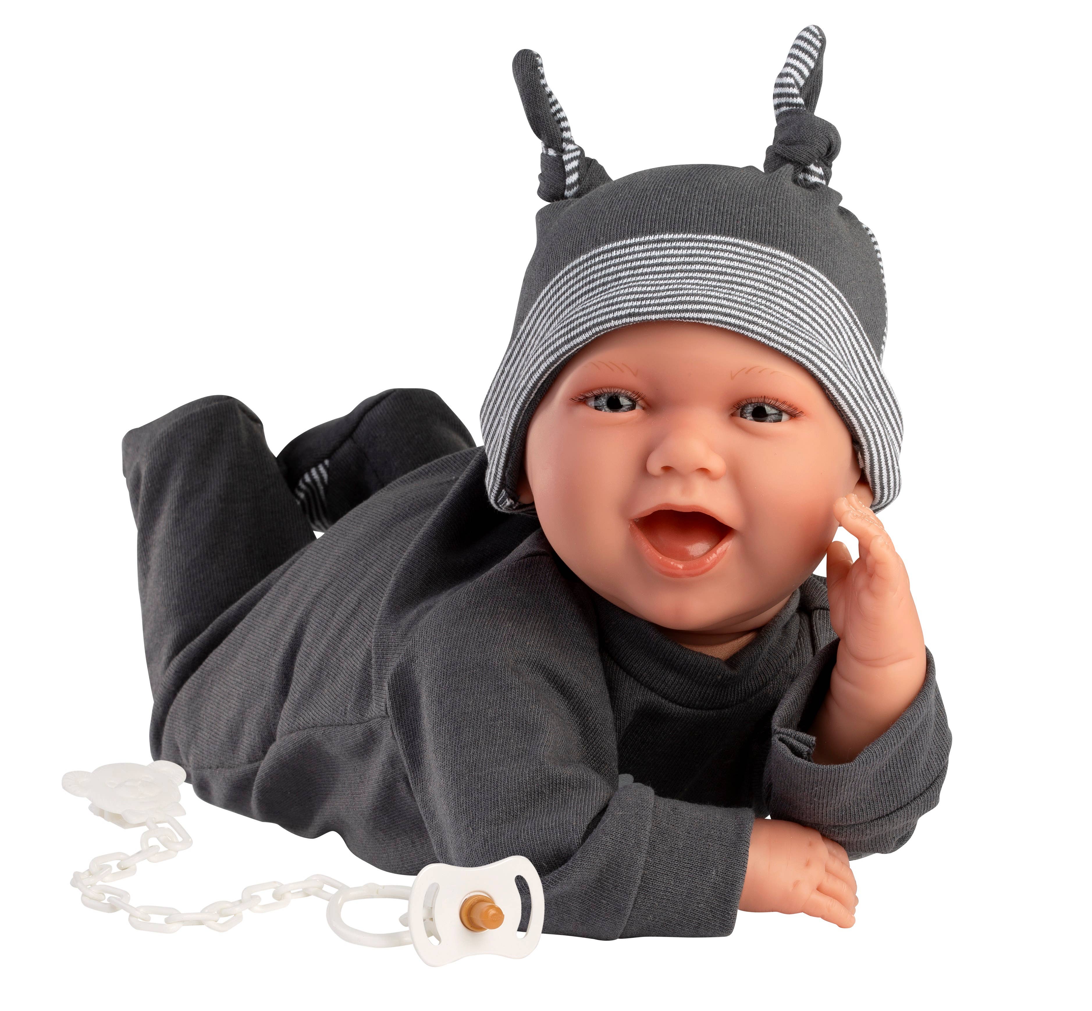 16.5" Soft Body Laughing Newborn Doll Luis with Bag