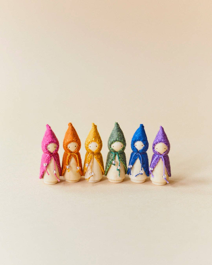 Wooden Gnome Set of 6 - Mini Rainbow