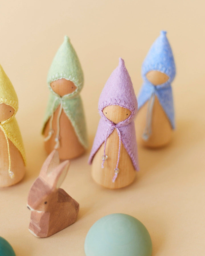 Wooden Gnome Set of 6 - Pastel Rainbow