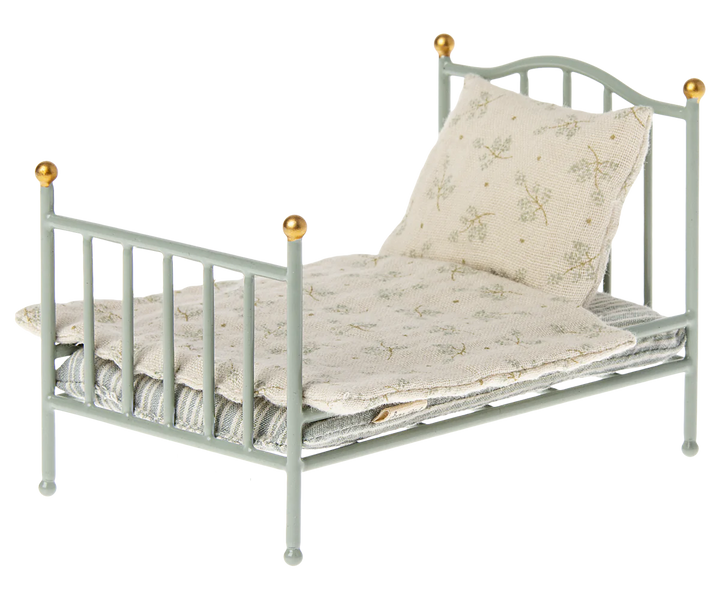 Maileg Vintage Single Bed, Mouse - Mint