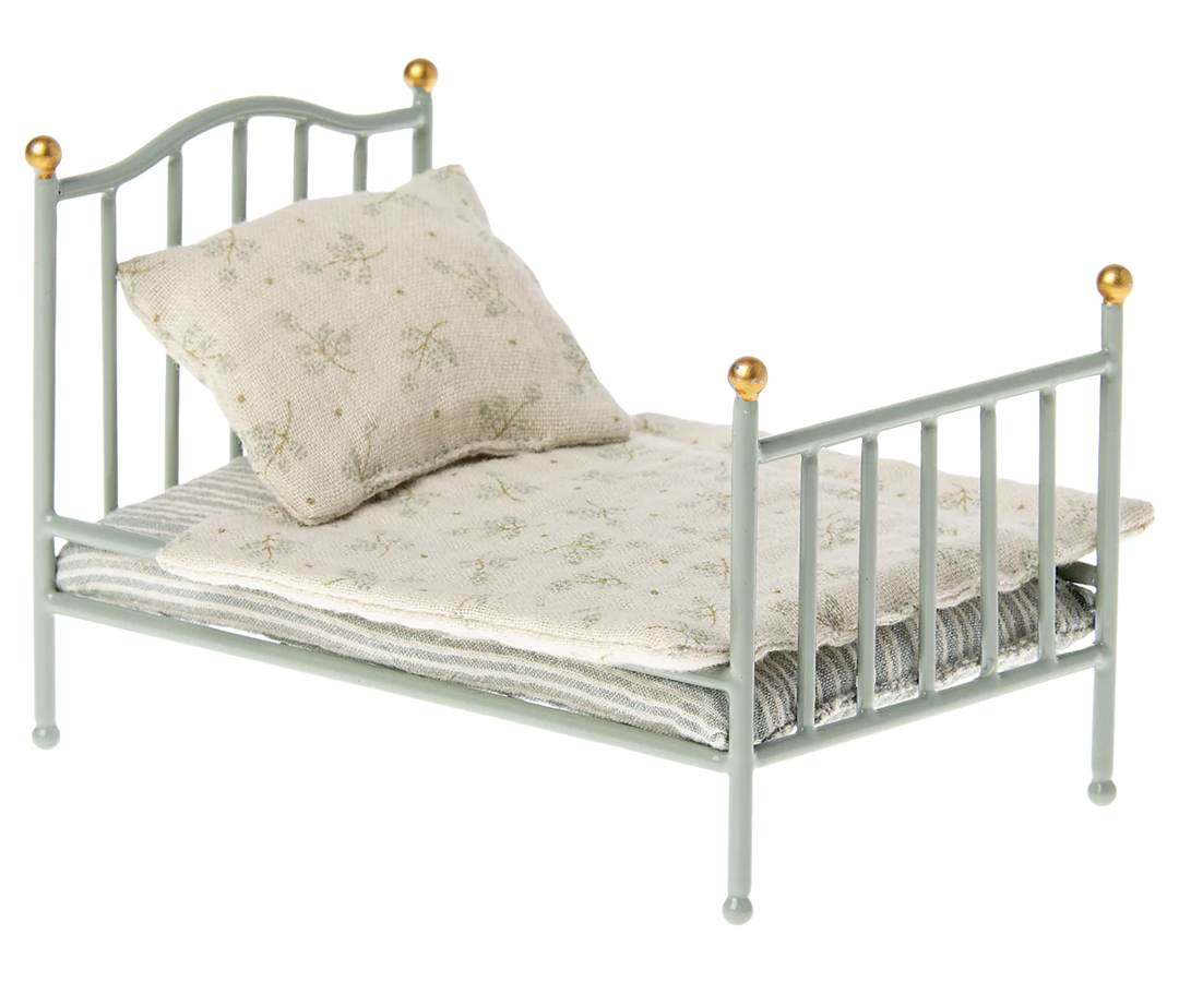 Maileg Vintage Single Bed, Mouse - Mint