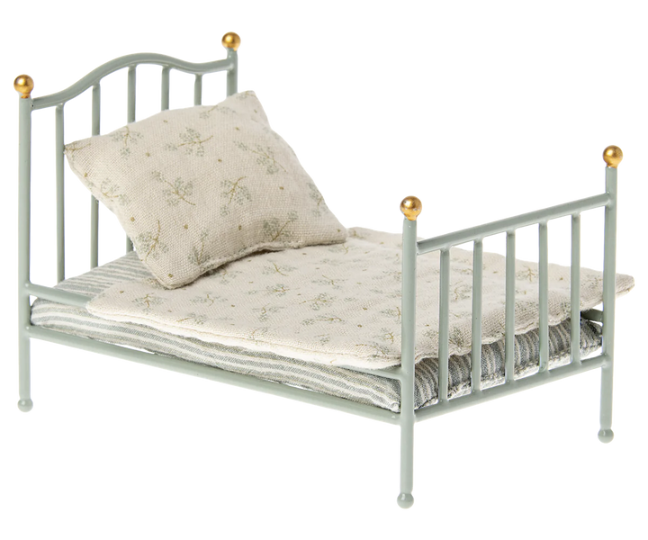 Maileg Vintage Single Bed, Mouse - Mint