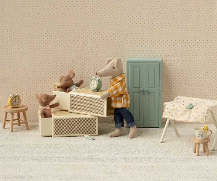 Maileg — Sleepy Wakey Baby Mouse in Matchbox (Rose)