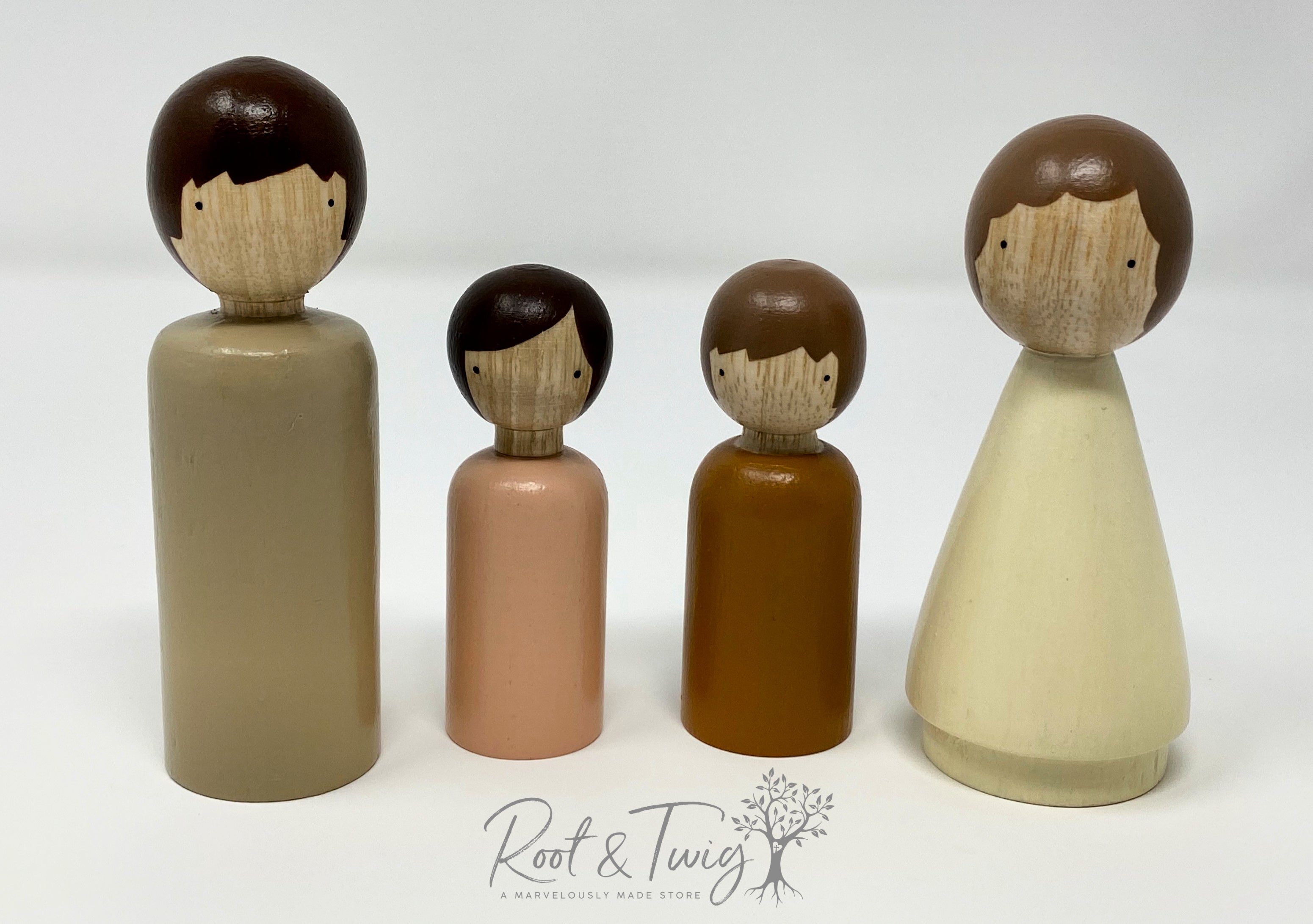 Wooden Peg Doll Family